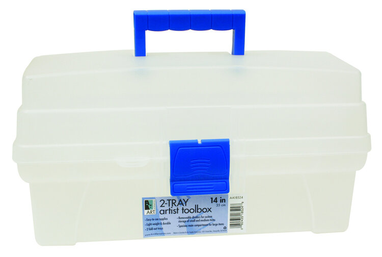 ART ALTERNATIVES Art Alternatives Artist Toolbox – Clear Plastic with 2 Trays & Large Storage Compartment