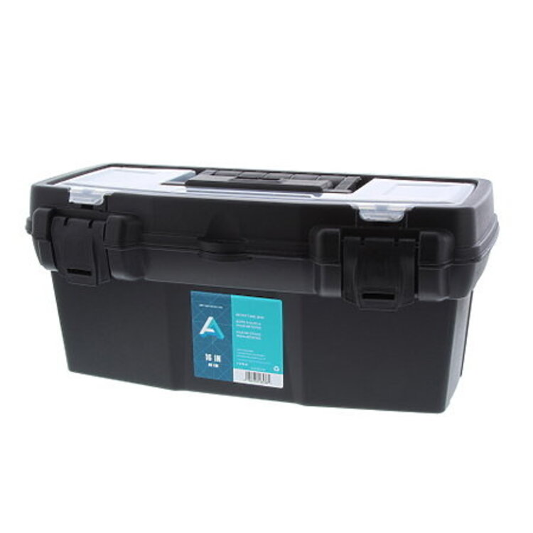 ART ALTERNATIVES Art Alternatives Black Plastic Tool Box – Lockable with Tray & In-Lid Storage
