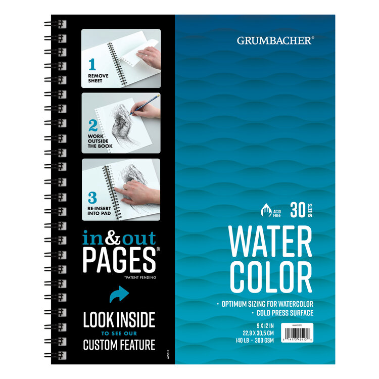 GRUMBACHER Grumbacher Watercolor Pad – 140 lb Cold Press with In & Out Pages