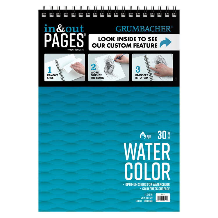 GRUMBACHER Grumbacher Watercolor Pad – 140 lb Cold Press with In & Out Pages