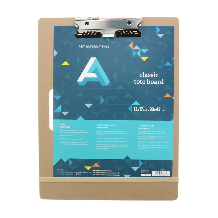ART ALTERNATIVES Portable Sketch & Painting Tote Board – 5mm MDF with Clip, Handle & Band