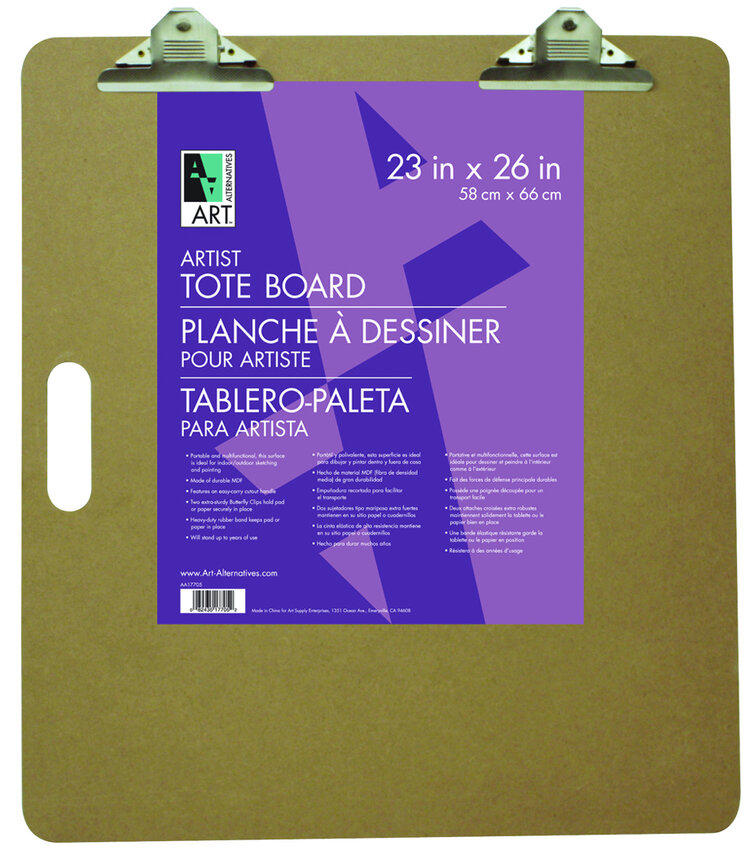ART ALTERNATIVES Portable Sketch & Painting Tote Board – 5mm MDF with Clip, Handle & Band