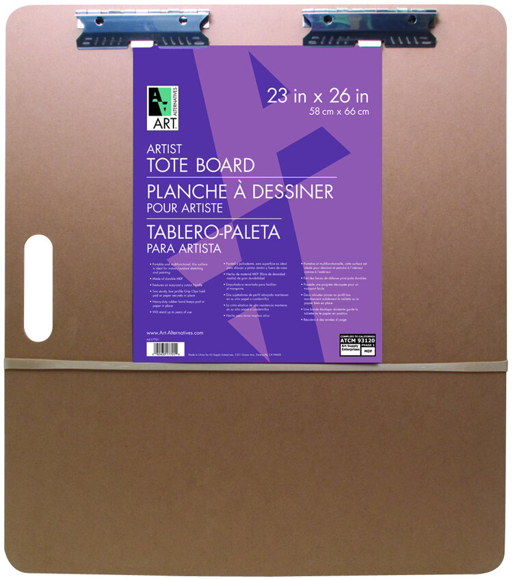ART ALTERNATIVES Portable Sketch & Painting Tote Board – 5mm MDF with Clip, Handle & Band
