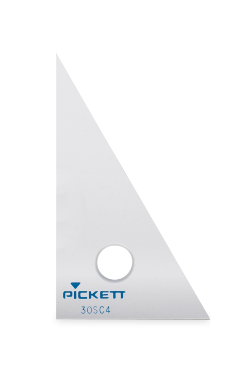 CHARTPAK, INC. Pickett Clear Scholastic Triangle – 4″, 30 / 60° Durable Acrylic