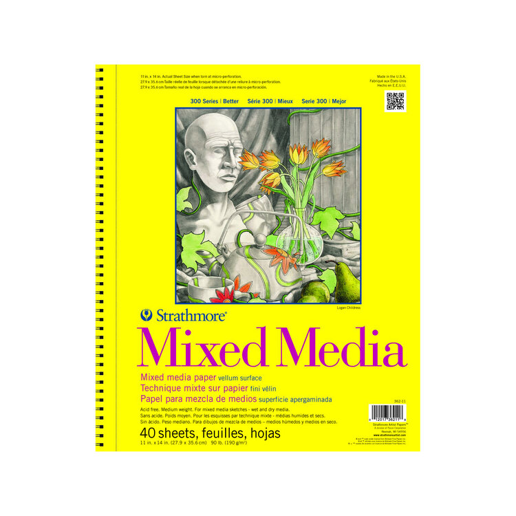 PACON/STRATHMORE Strathmore Mixed Media Sketch Pad – 40 Sheets, 117 lb. Paper for Wet & Dry Media