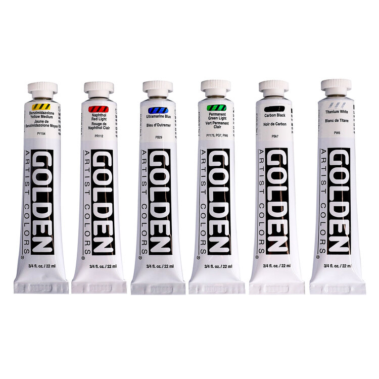 GOLDEN ARTISTS COLORS CO Golden Heavy Body Acrylic Professional 6 Color Intro Set