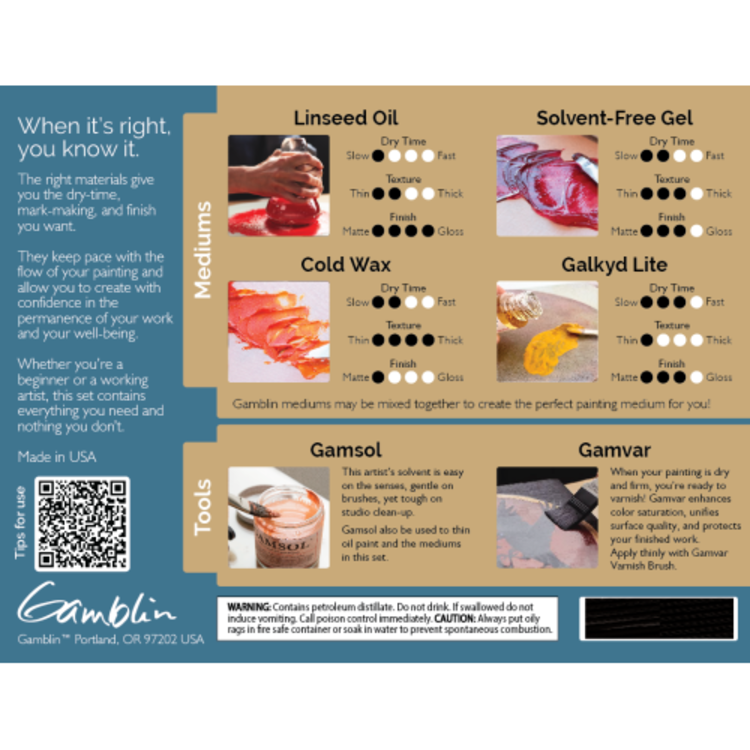 GAMBLIN ARTISTS COLORS CO Gamblin Oil Painting Mediums Must Have Set