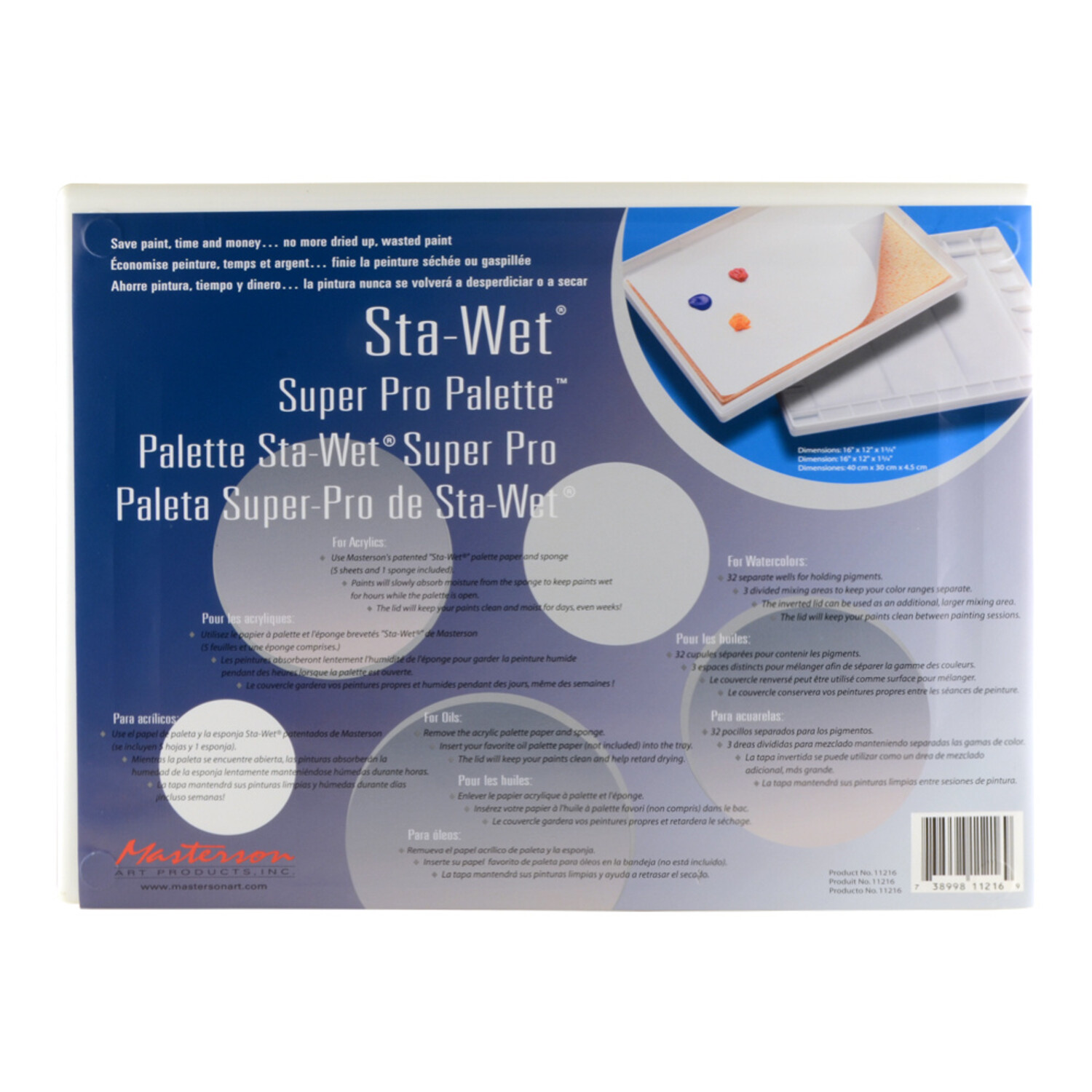 Palette Artiste Masterson Seal 40,6 X 30,5 Cm - Blanche, Pack Basique