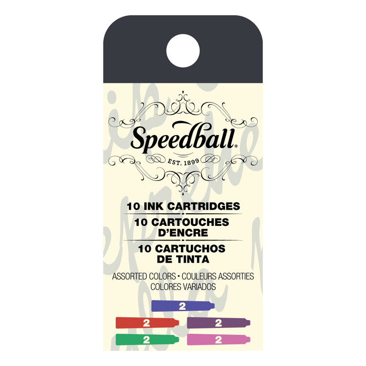 SPEEDBALL ART PRODUCTS Speedball Calligraphy Fountain Pen Ink Cartridges – Assorted Colors, 10 Pack