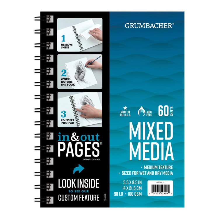 GRUMBACHER Grumbacher Mixed Media Pad – 98 lb White Paper, Wire-Bound
