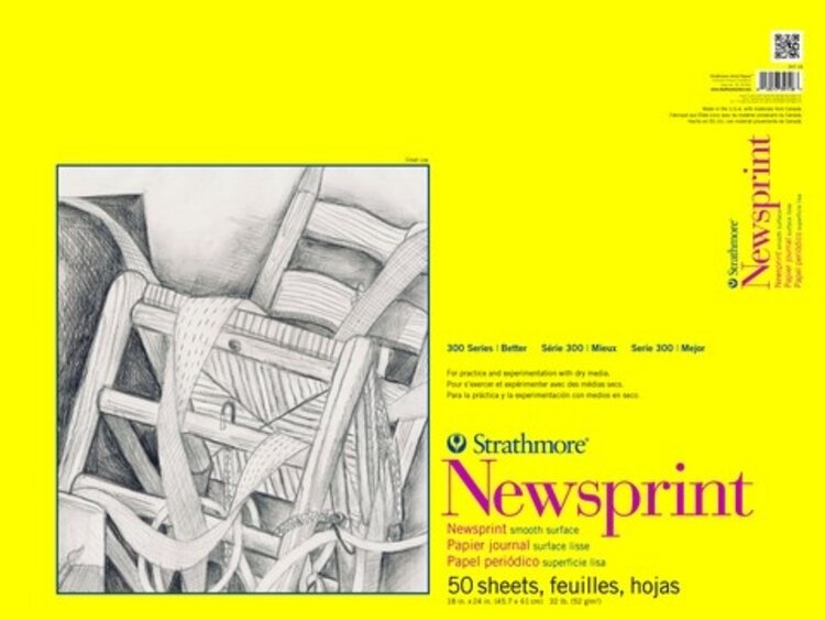 PACON/STRATHMORE Strathmore 300 Series Newsprint – Smooth & Rough, 32 lb