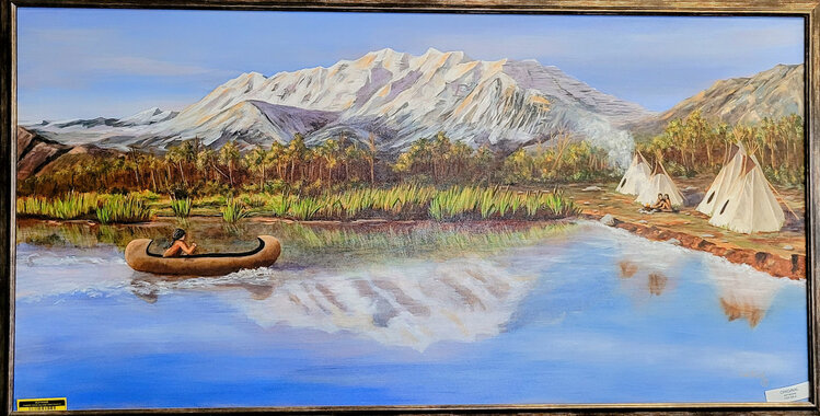 ARTIST CORNER FRAMED INDIAN VILLAGE 24X48