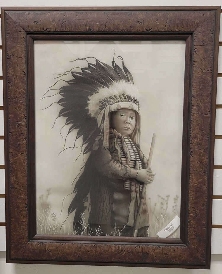 ARTIST CORNER FRAMED LITTLE CHEIF ORIG 16X20