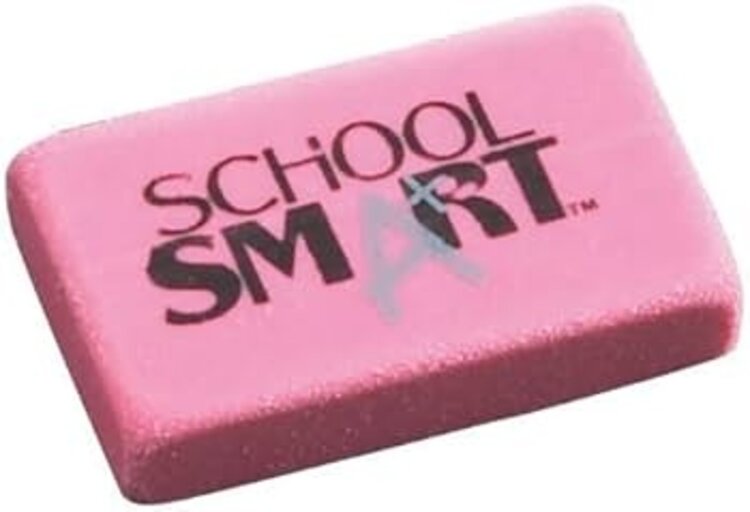 SCHOOL SMART School Smart Small Pink Block Eraser – Latex-Free, Smudge-Free