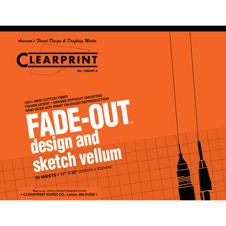 CHARTPAK, INC. Clearprint Design and Sketch Pad, 4 in x 4 in Grid, 17 inx 22 in