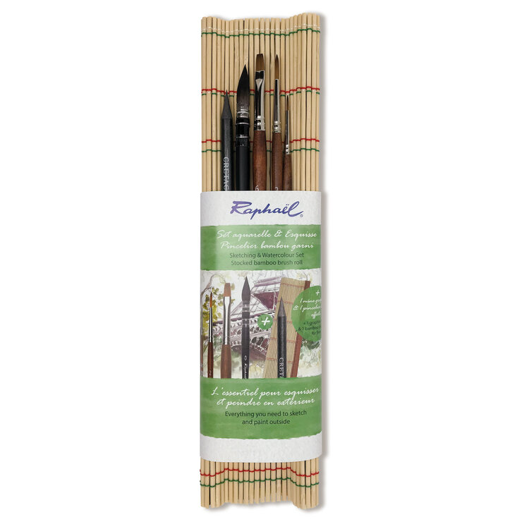 Raphael Bamboo Roll-Up Travel Brush Set – 5 Piece