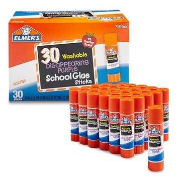 ELMERS CORPORATION Disappearing Purple Washable School Glue Sticks .24 oz -30 Count