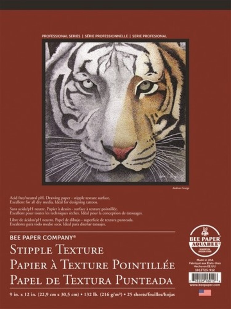 BEE PAPER Bee Stipple Texture Paper Pad, Tapebound, 9x12, 25 Sheets