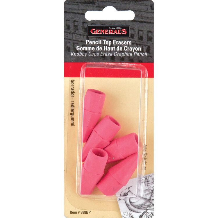 GENERAL PENCIL CO., INC. General Pencil Eraser Caps – Pink, 5-Pack