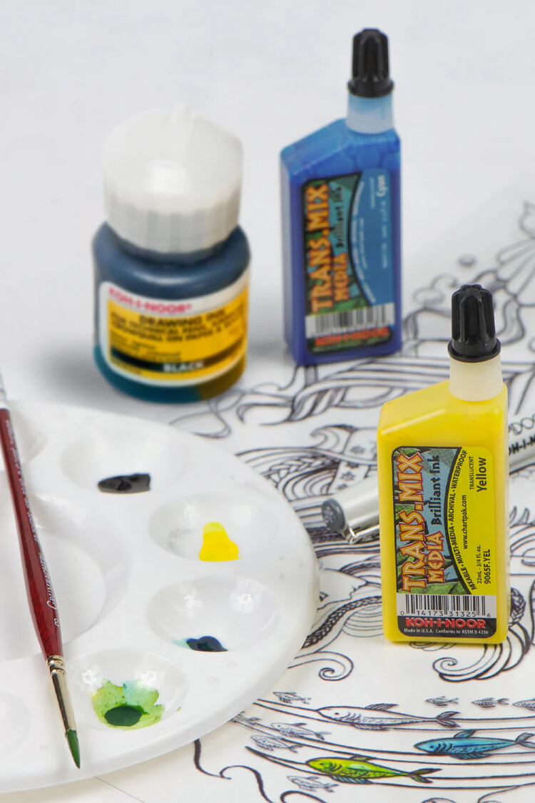 KOH-I-NOOR Trans-Mix Media Professional Drawing Inks – Vegan Pigment-Based