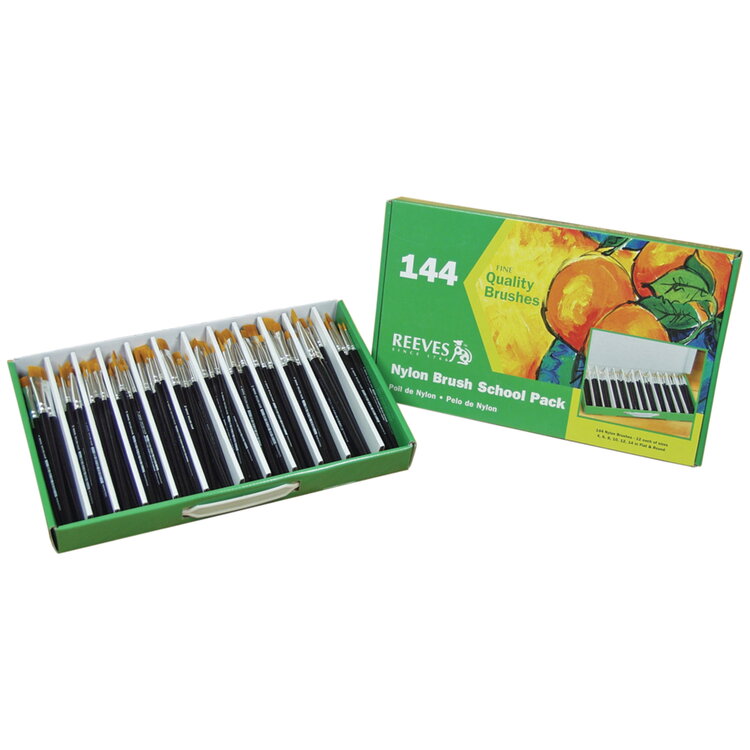 REEVES Reeves Nylon Brush Class Pack – 144-Piece Mixed Media Set