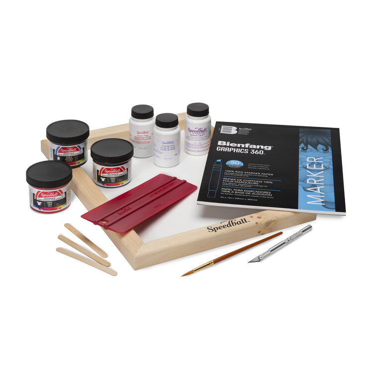 SPEEDBALL ART PRODUCTS Speedball Screen Printing Introductory Kit – Complete Starter Set for Paper & Fabric