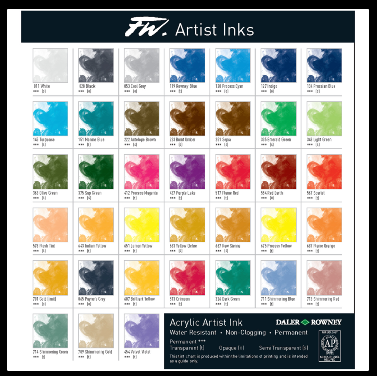 DALER-ROWNEY/FILA CO FW Acrylic Inks – Professional Pigment-Based Inks for Fine Art & Mixed Media