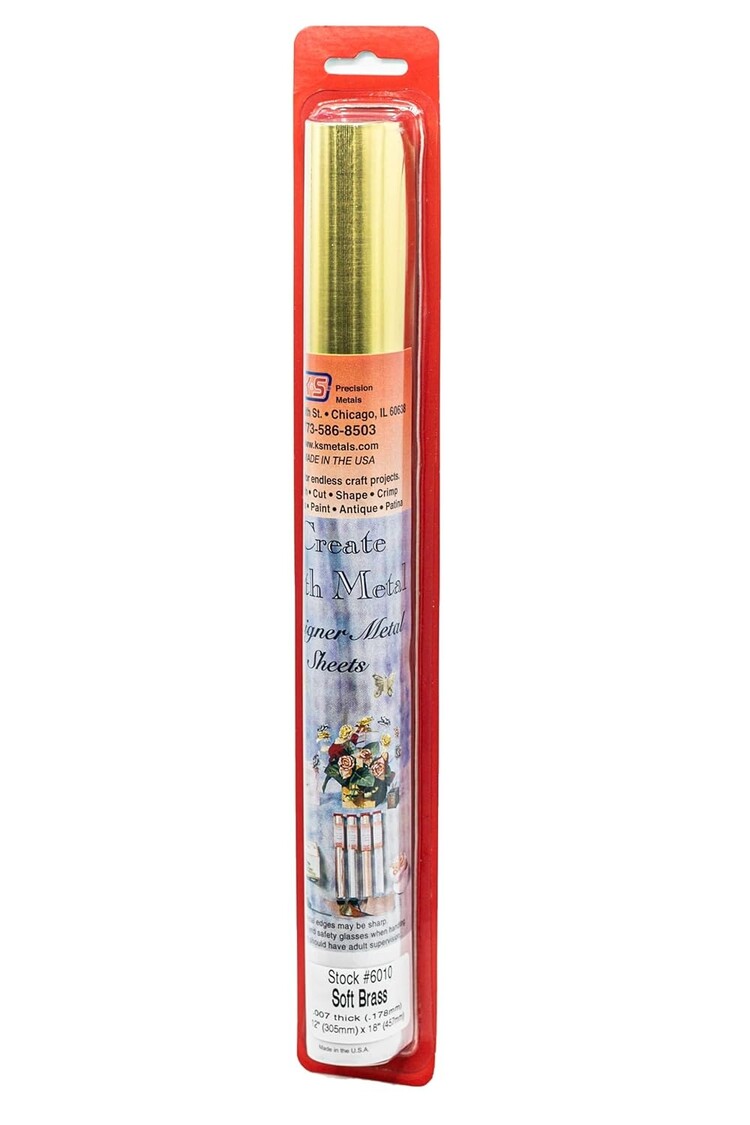 K & S METALS K & S Soft Annealed Brass Foil Sheet – 0.007", 36 Gauge, 12" x 12"