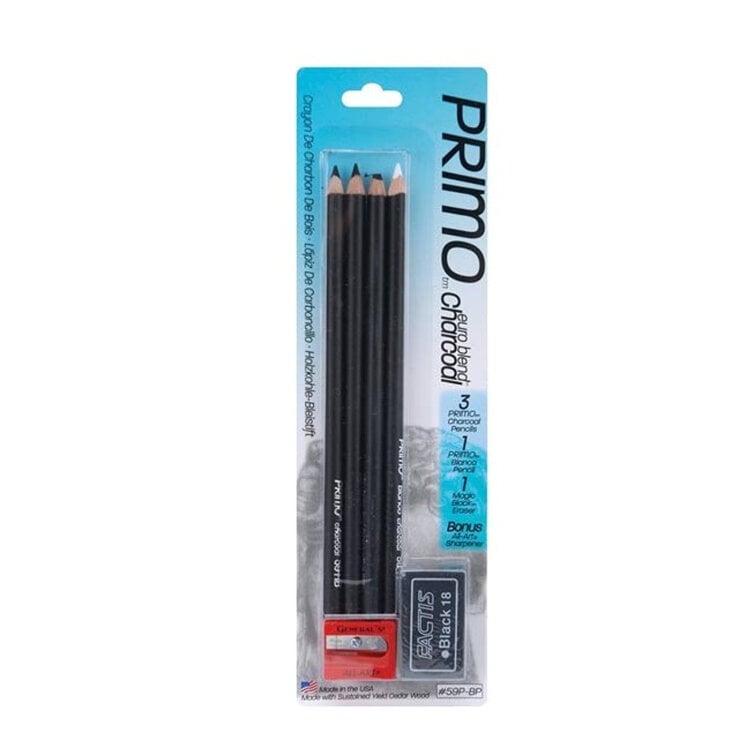 GENERAL PENCIL CO., INC. Primo Euro Blend Charcoal Pencils – Rich, Cool Black