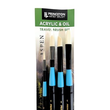 PRINCETON ART & BRUSH CO Aspen Travel 4 Piece Brush Set with Leather Wallet