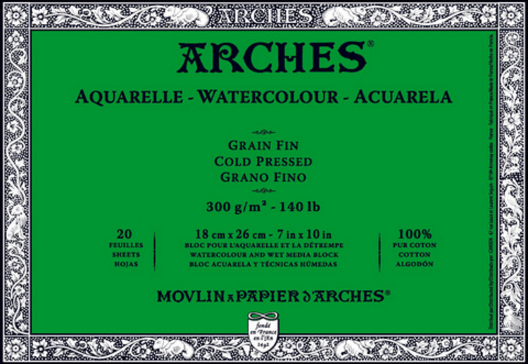 ARCHES PAPER Arches® Aquarelle Watercolor Block – 100% Cotton, Gelatin Sized
