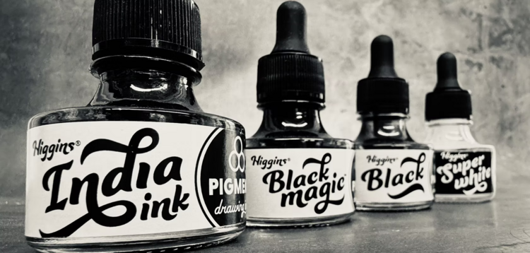 CHARTPAK, INC. Higgins Black & White Inks – India Ink, Black Magic, and Super White