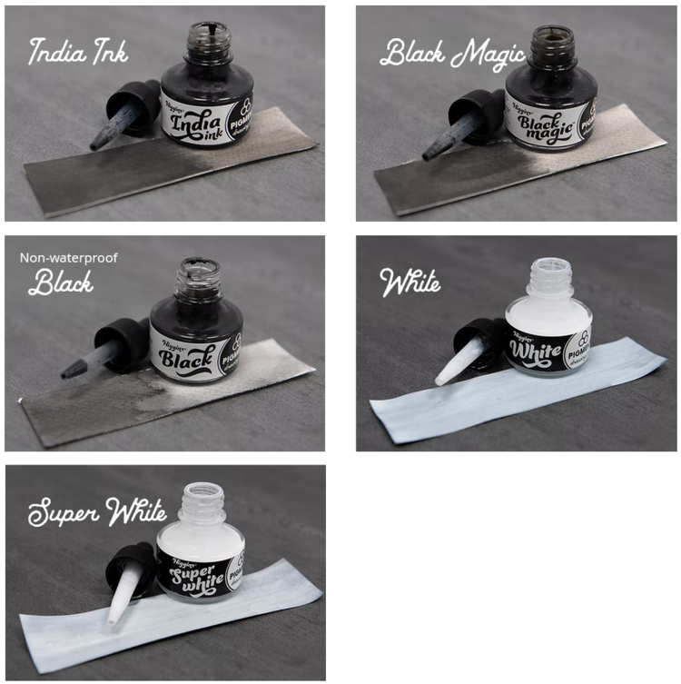 CHARTPAK, INC. Higgins Black & White Inks – India Ink, Black Magic, and Super White