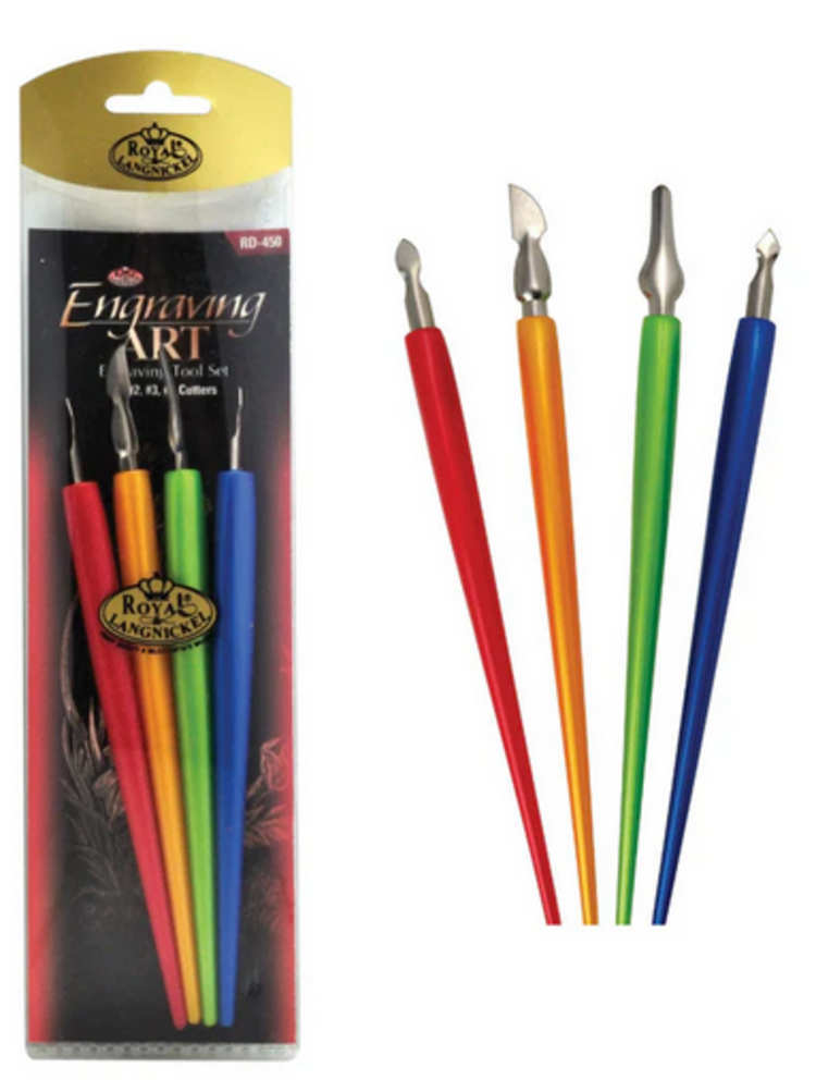 ROYAL BRUSH MANUFACTURING INC Engraving Art™ Scrapecutter Tool Set – 4 Piece Scratch Art Tools