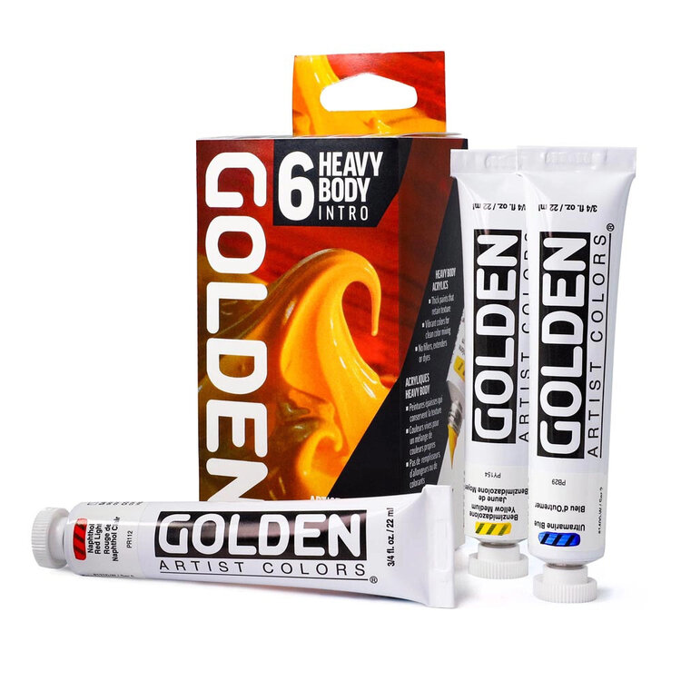 GOLDEN ARTISTS COLORS CO GOLDEN Heavy Body Acrylic Intro Set – 6 Color 22ml