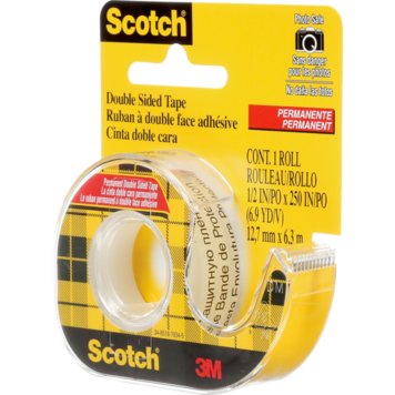 3M Scotch® Permanent Double-Sided Tape with Dispenser – 1/2" x 250"