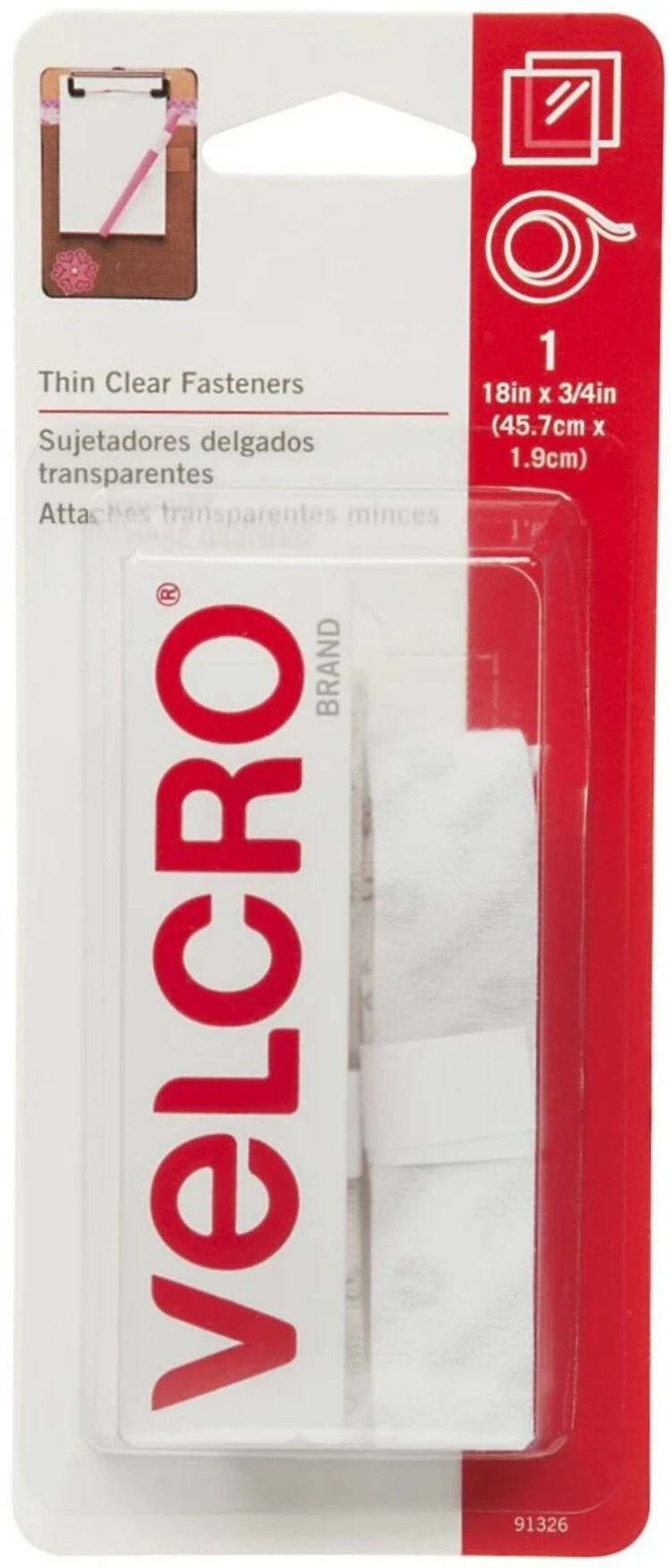 VELCRO VELCRO® Brand Sticky Back Tape, Clear – 3/4" x 18"