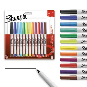 PRISMACOLOR Sharpie Ultra Fine Permanent Markers Set of 12