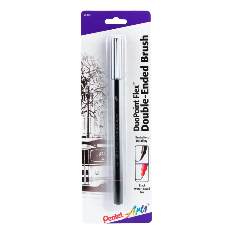 PENTEL Pentel Arts DuoPoint Flex Double-Ended Brush Pen – Black