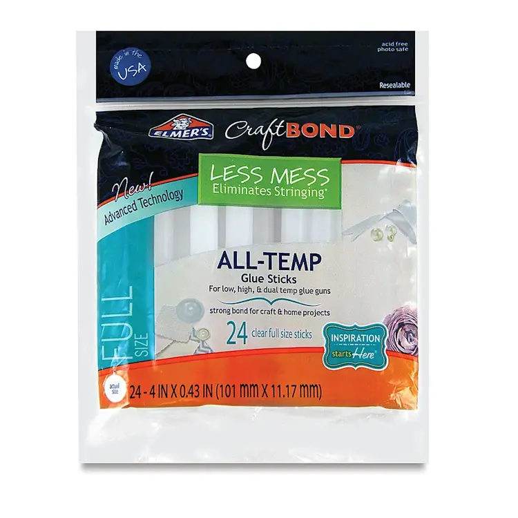 ELMERS CORPORATION Elmer's CraftBond All-Temp Full-Size Hot Glue Sticks – Pack of 24