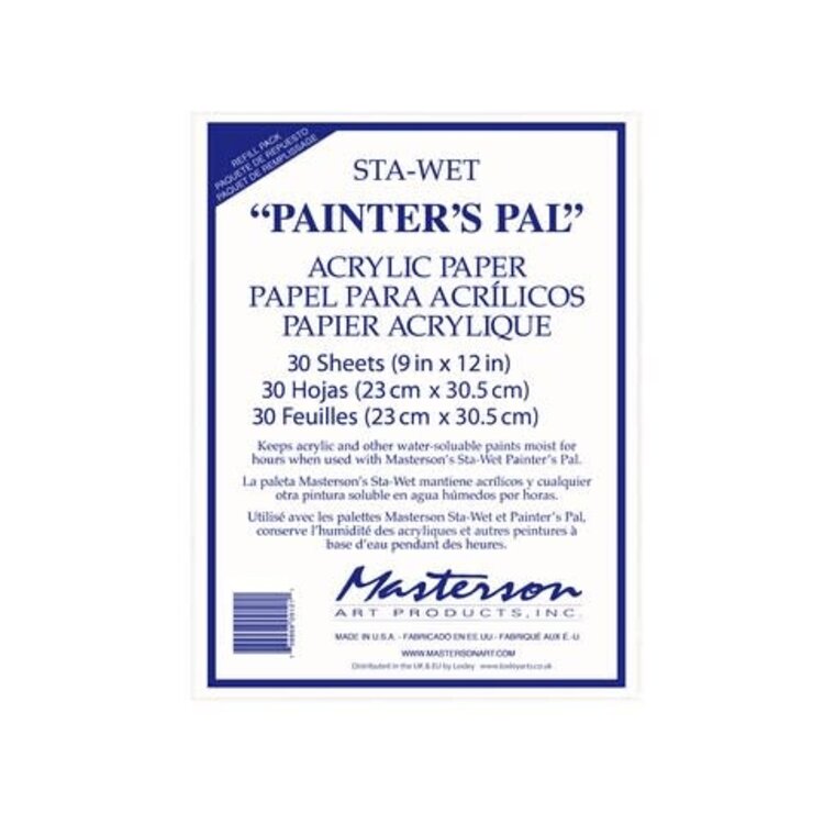 MASTERSON ART PRODUCTS Masterson Sta-Wet Acrylic Palette Paper – 30 Sheet Refill Pack