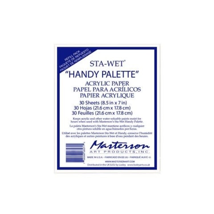 MASTERSON ART PRODUCTS Masterson Sta-Wet Acrylic Palette Paper – 30 Sheet Refill Pack