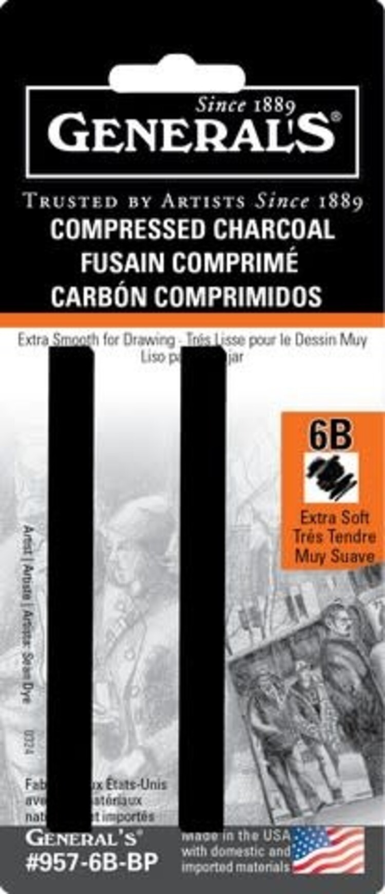 GENERAL PENCIL CO., INC. General Pencil Compressed Charcoal Sticks – Assorted Sets for Artists