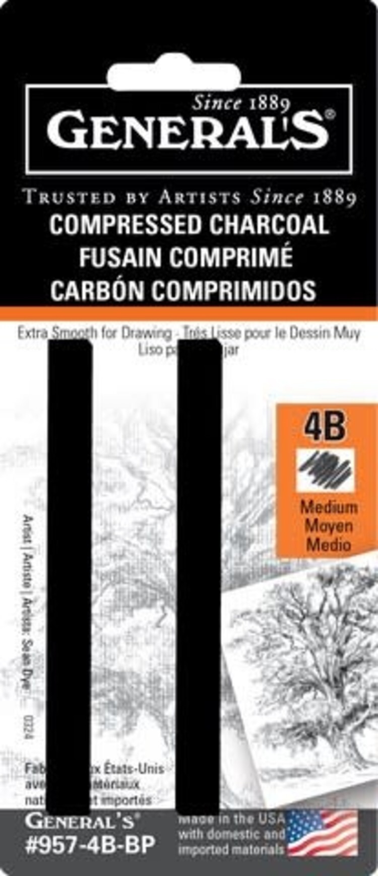 GENERAL PENCIL CO., INC. General Pencil Compressed Charcoal Sticks – Assorted Sets for Artists