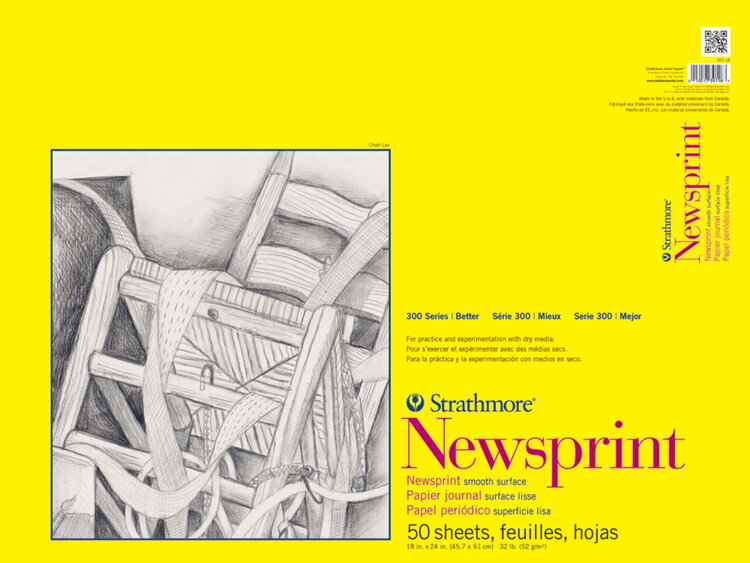 PACON/STRATHMORE Strathmore 300 Series Newsprint – Smooth & Rough, 32 lb