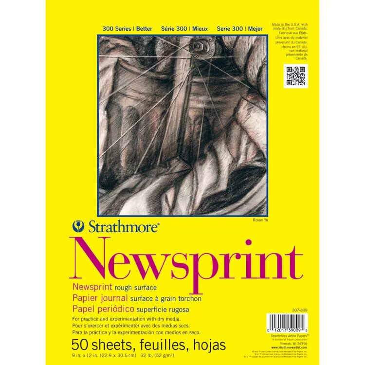 PACON/STRATHMORE Strathmore 300 Series Newsprint – Smooth & Rough, 32 lb