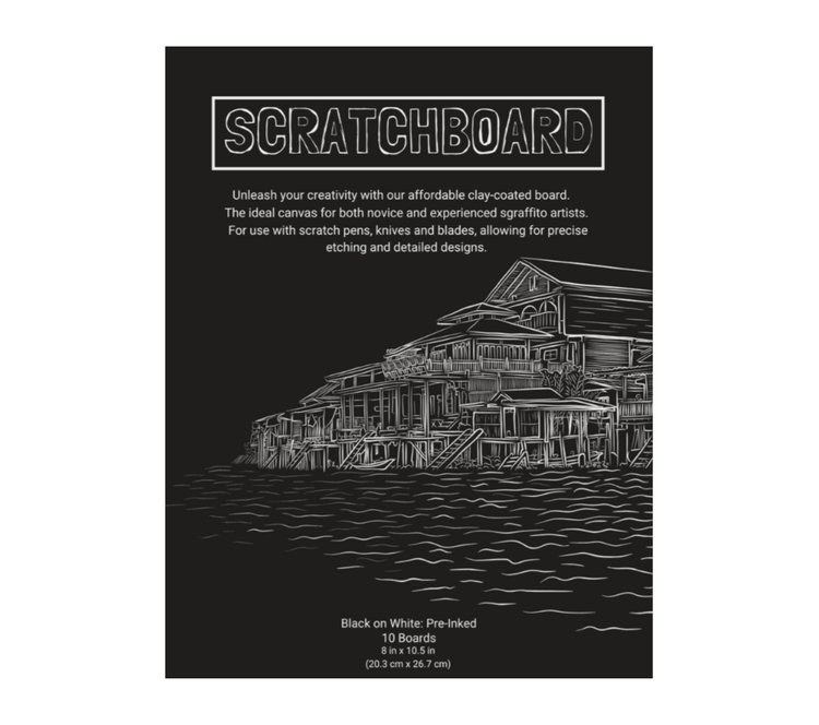 SCRATCH ART Artist Corner Scratchboard Pack – Black Pre-Inked Boards, Pack of 10