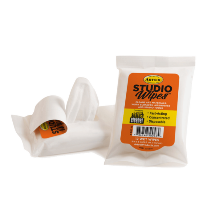 BADGER AIR-BRUSH Artool Studio Wet Wipes with Medea Airbrush Cleaner – Pack of 12