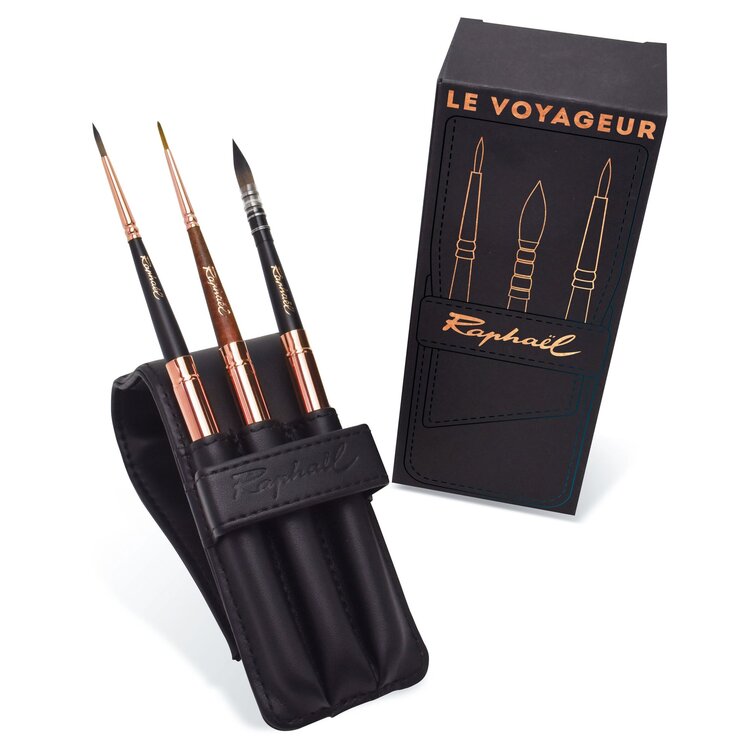 RAPHAEL Raphael Le Voyageur Travel Watercolor Brush Set – 3 Piece Premium Collection