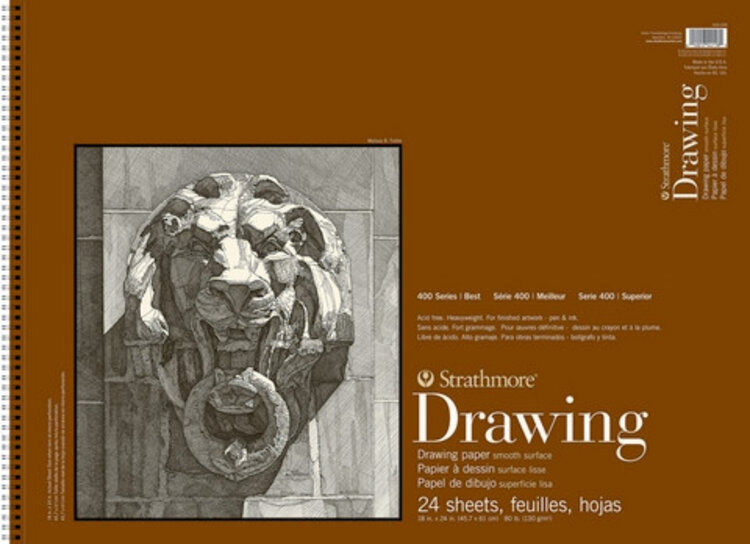 PACON/STRATHMORE Strathmore 400 Series Drawing Pad – 80 lb. Cream Paper, Wire Bound, 24 Sheets
